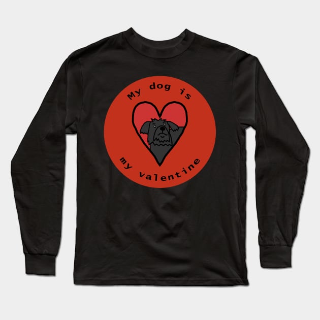 My Dog is My Valentine Round Puli Yorkie Cross Long Sleeve T-Shirt by ellenhenryart